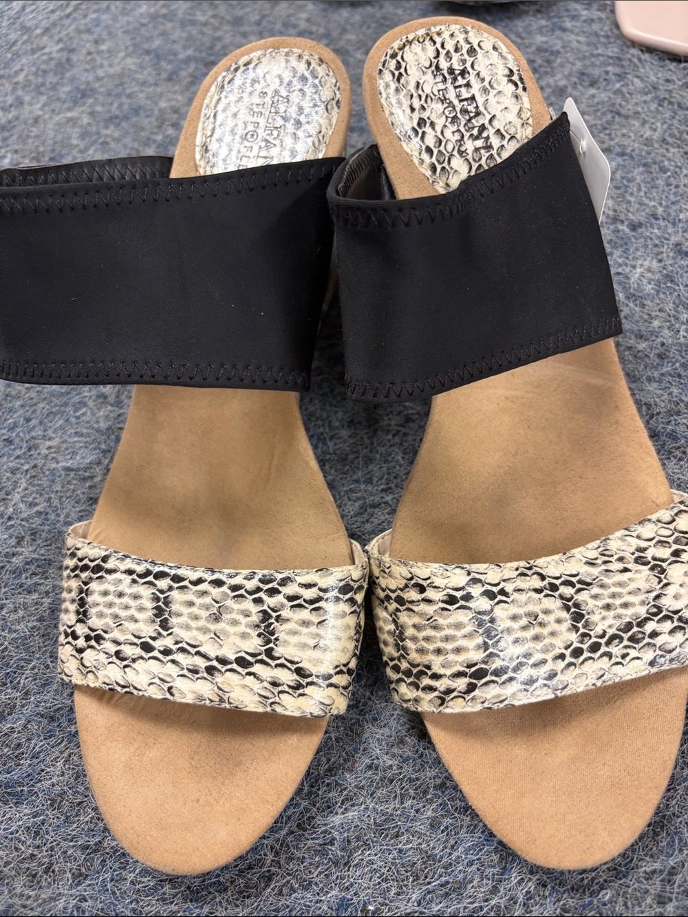 Alfani Black and Snake-Print Slide Sandals